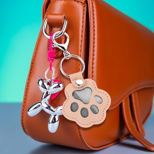 LIYDE 7 Pcs Paw Shaped Pet Hair Keykain Set – Leather Storage Keepsake Memorial