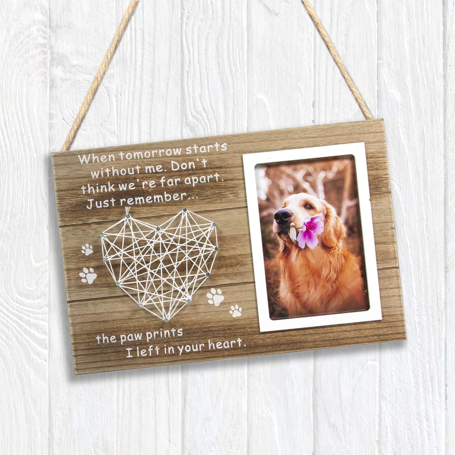 Textured Rustic Pet Memorial Frame – 4×6 Photo with Condolence Message