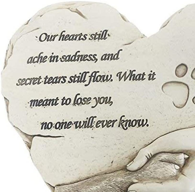Heart Shaped Pet Memorial Stone Grave Marker for Dog or Cat, Pet Dog Garden Ston