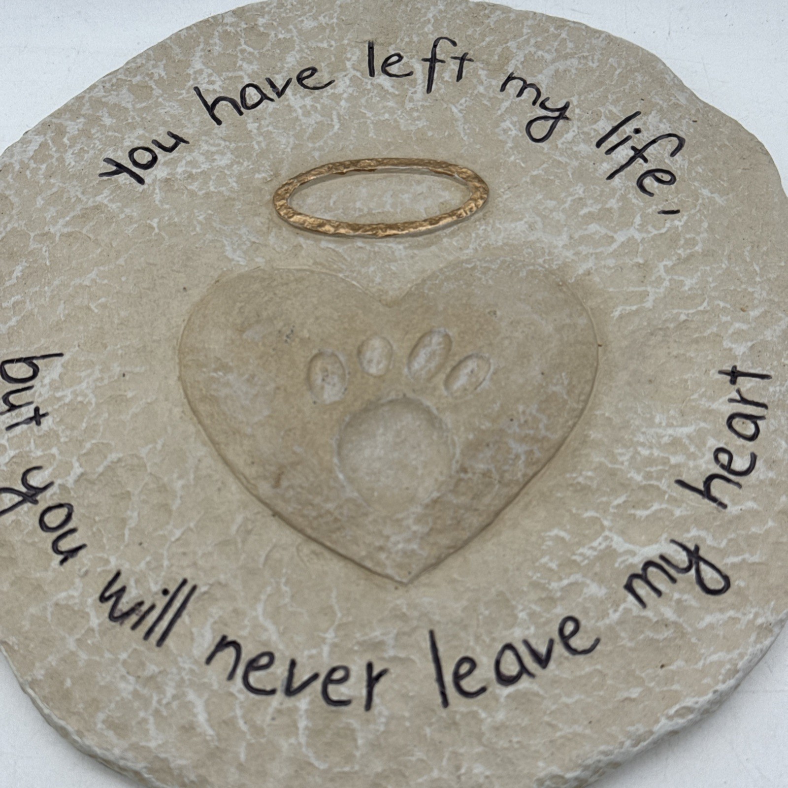 Pet Memorial Stone Indoor Outdoor Grave Marker Cat Dog Heart With Paw Engraved