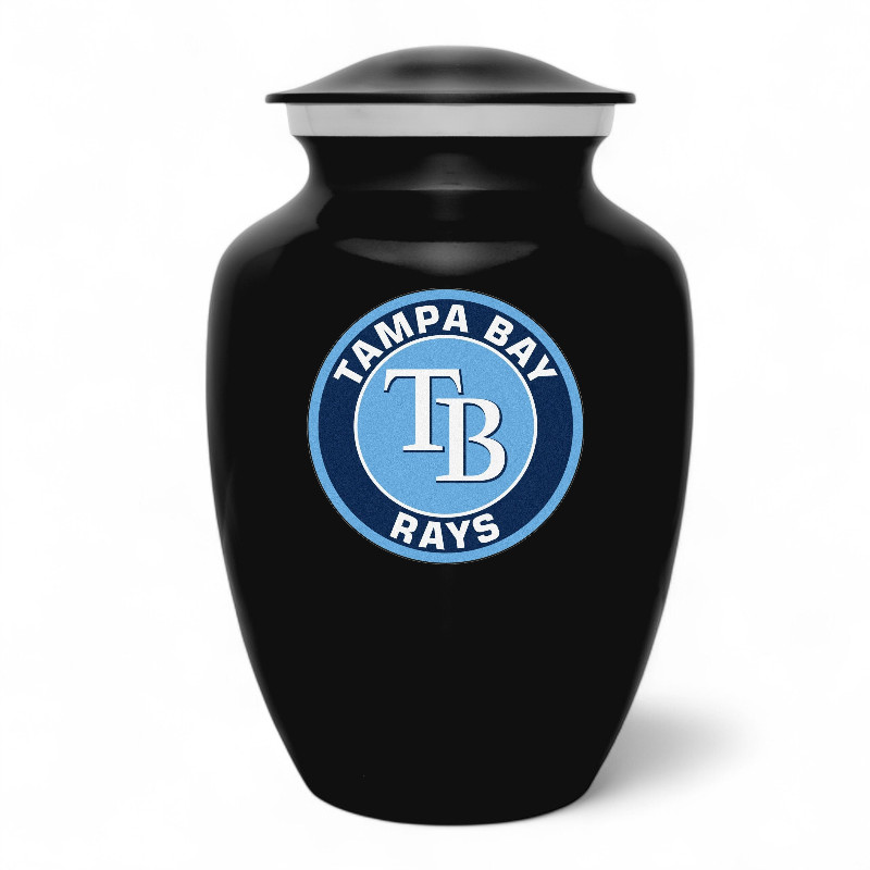Tampa Bay Rays Baseball Style Cremation Urn Adult Ashes Black Metal 8 In Urns