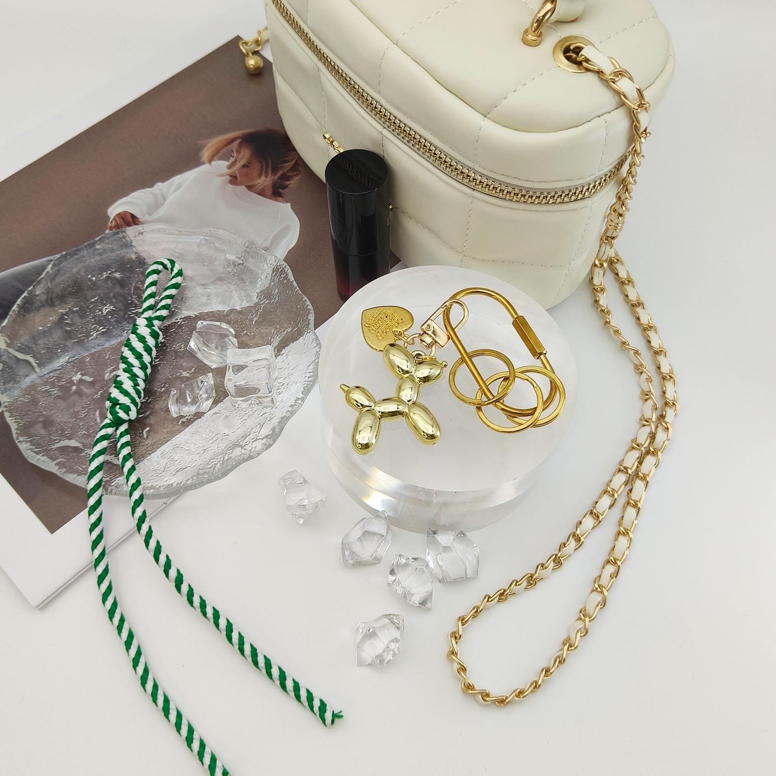 Gold Brass Key Rings, Balloon Dog Keychain for Women, Cute Key Chain, Bag Cha…