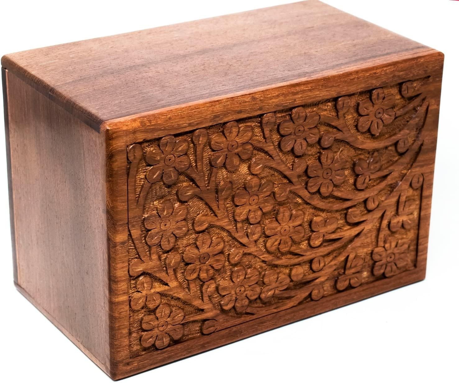 Extra Large Wooden Urn Tree of Life Rosewood Box Cremation for Ashes Keepsake