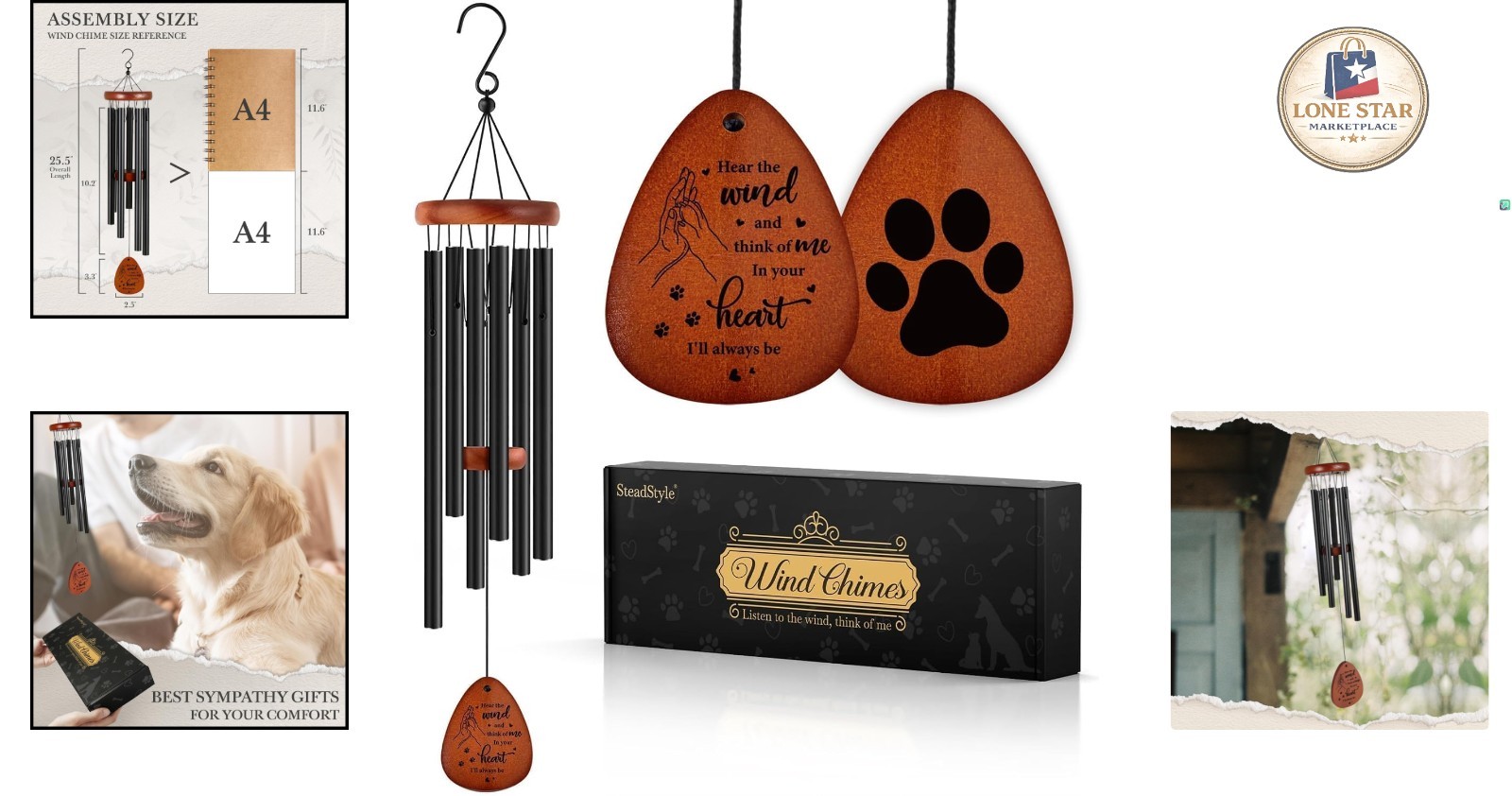 Elegant Pet Memorial Wind Chime 25.5″ – Soothing Tribute for Beloved Dogs