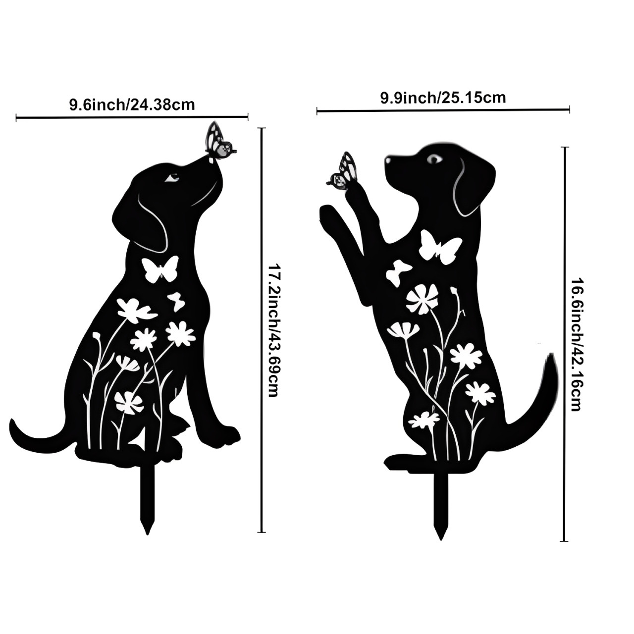 Rainbow Bridge Pet Memorial Garden Stakes 2-Pack Weather Resistant Iron Decor