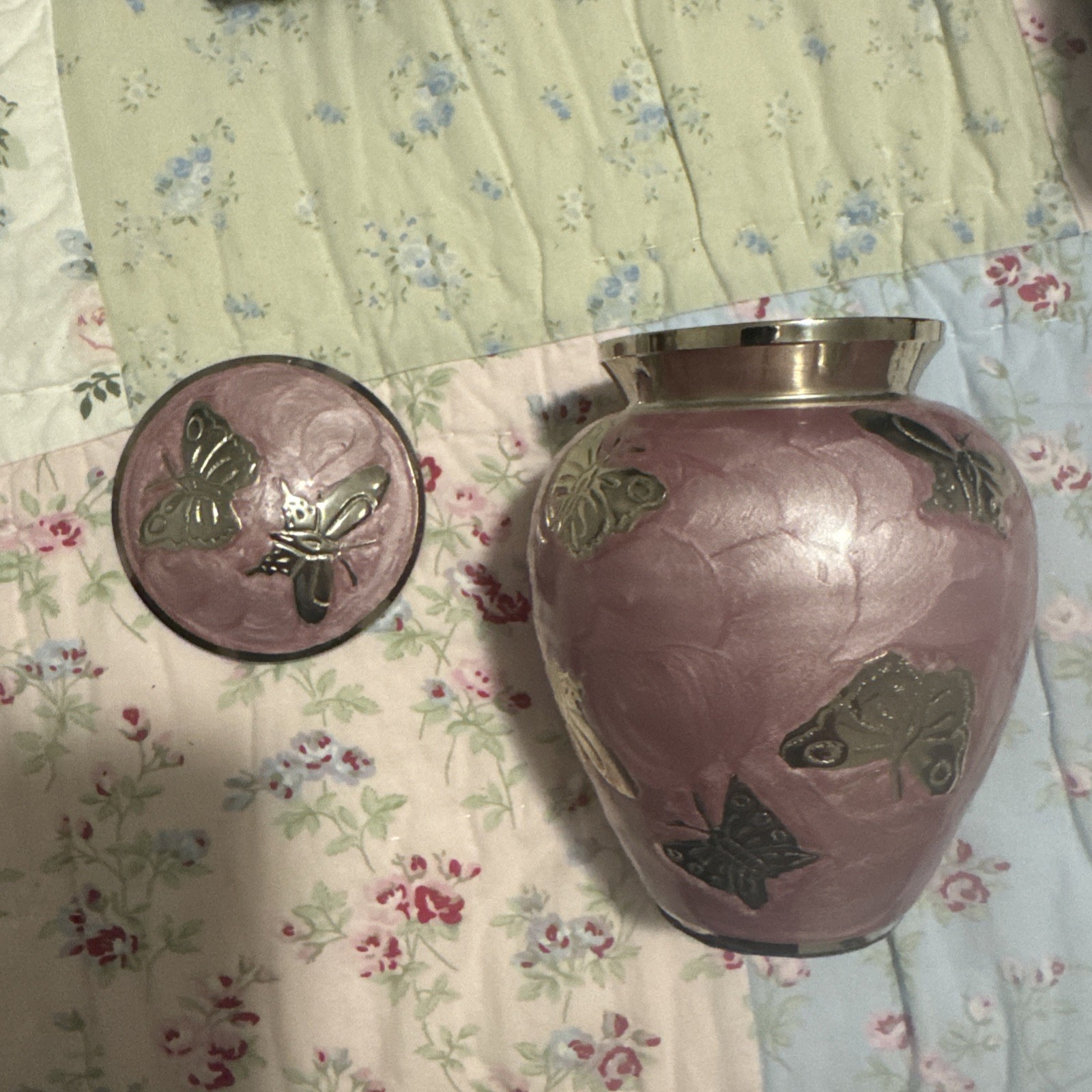 Pink Urn For Dogs And Cats W Butterflys