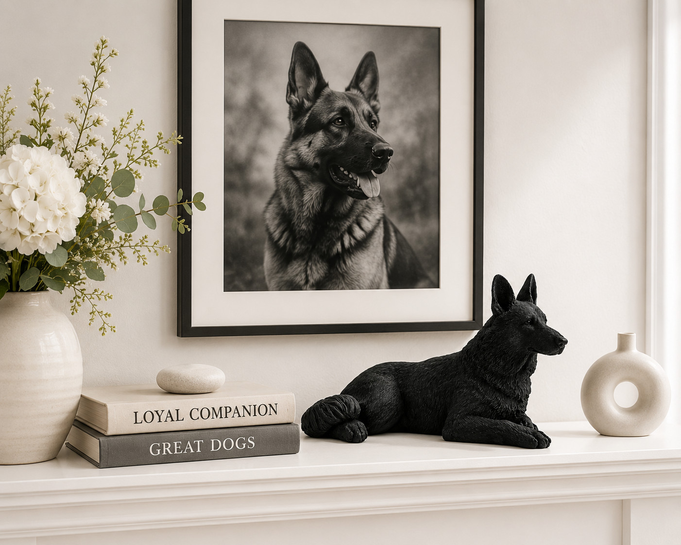 6″ Mini Black German Shepherd Figurine – Black German Shepherd Gifts