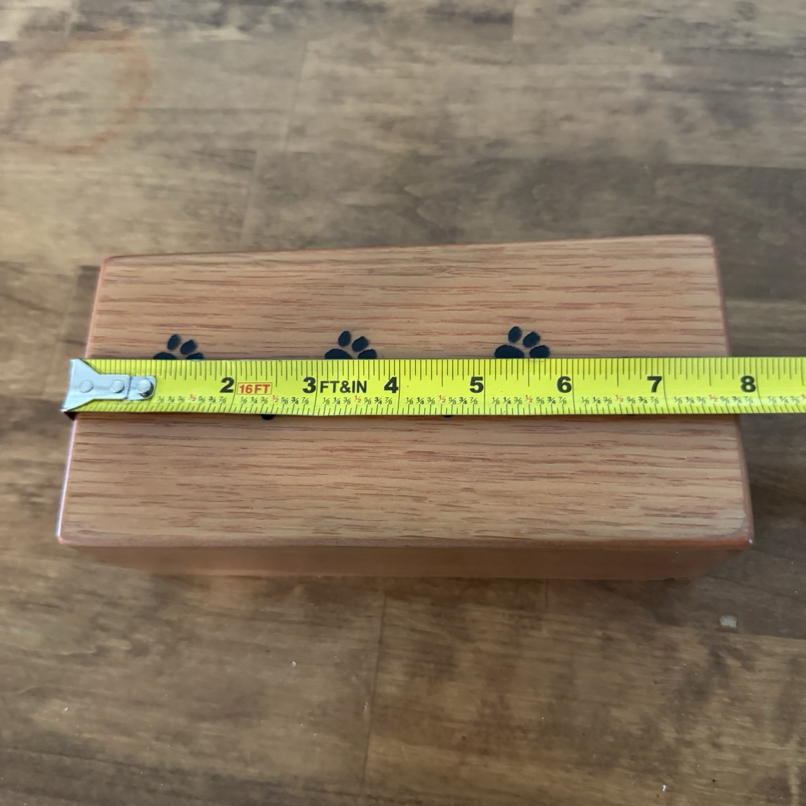 Pet Cremation Urn Inlay Paw Print Wood Box Cat Dog Ashes Memorial Chest 8”