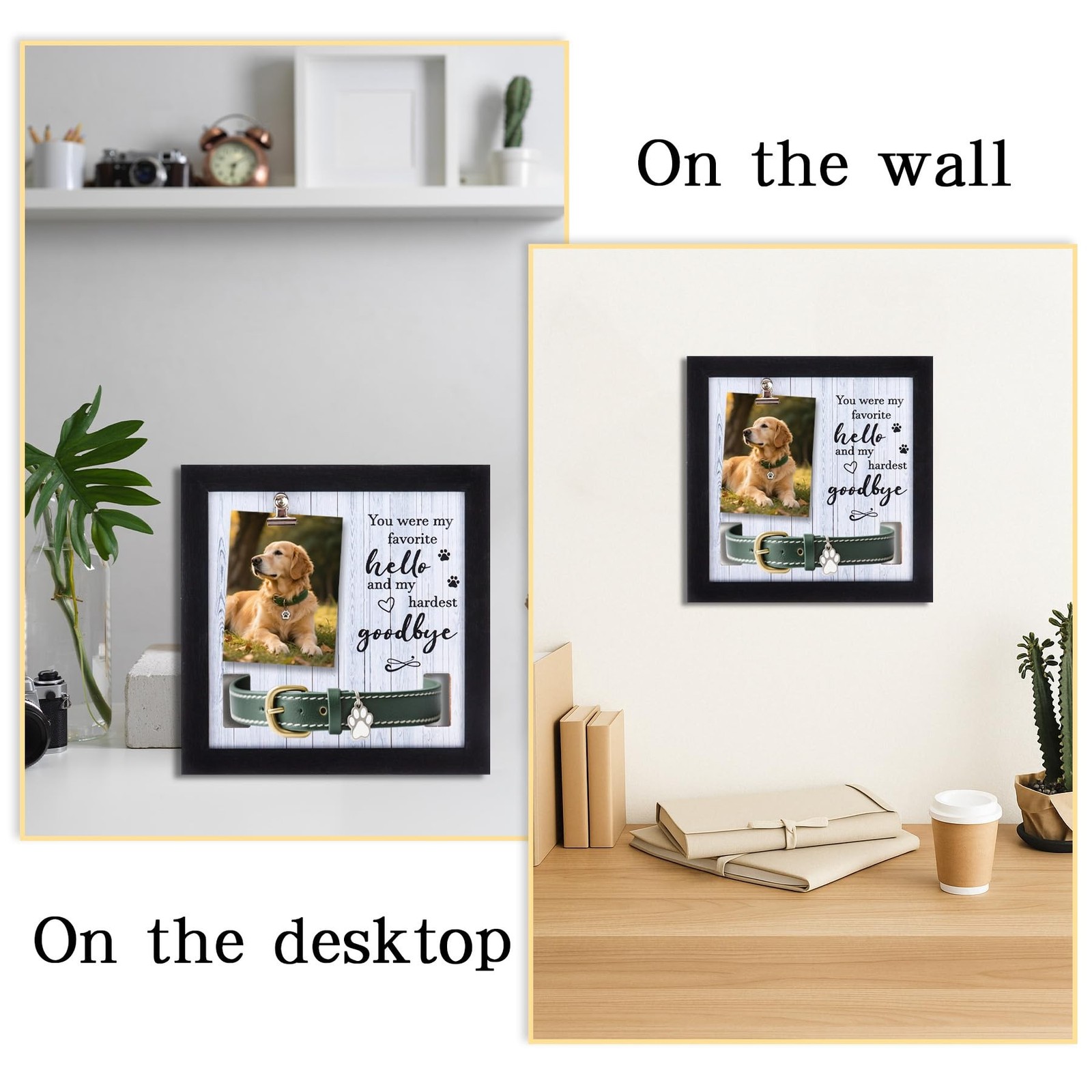 Pet Memorial Frame with Collar Holder, Pet Memorial Gifts for Dogs with Pet P…