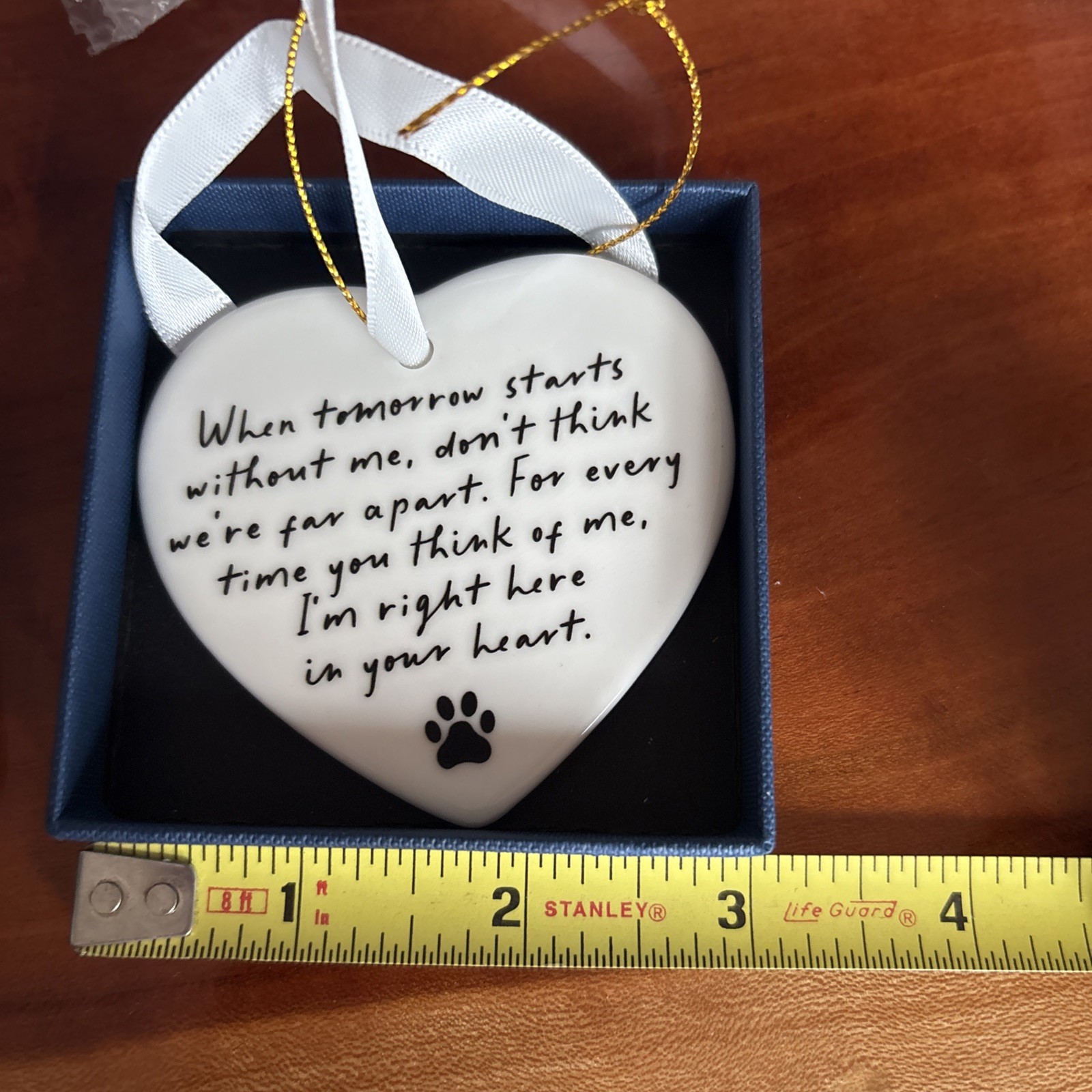 Ceramic Heart Ornament Pet Memorial for Dog or Cat NIB