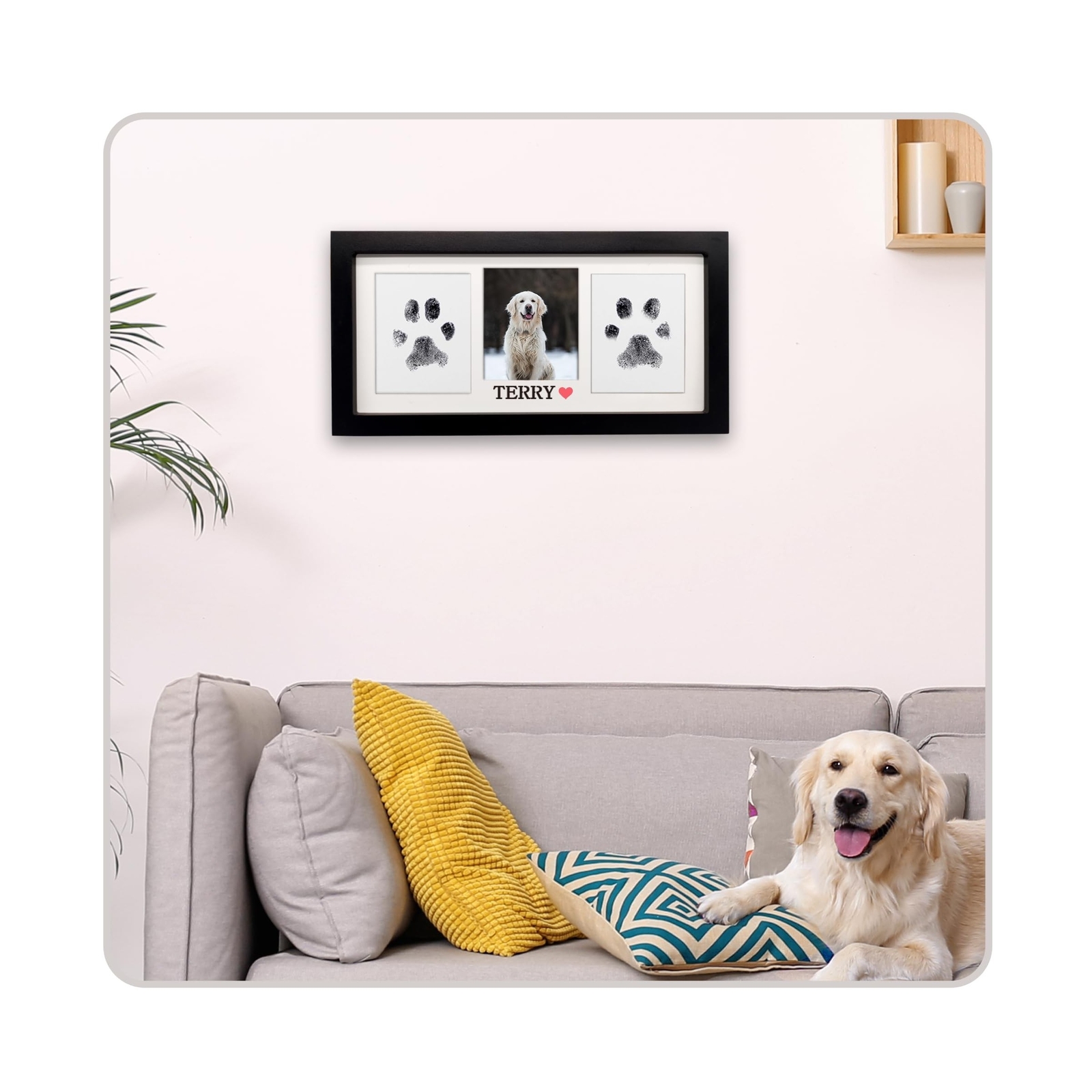 Paw Print Frame & Ink Pads Kit,Dog or Cat Paw Print Kit,2 No Mess Ink Pads fo…