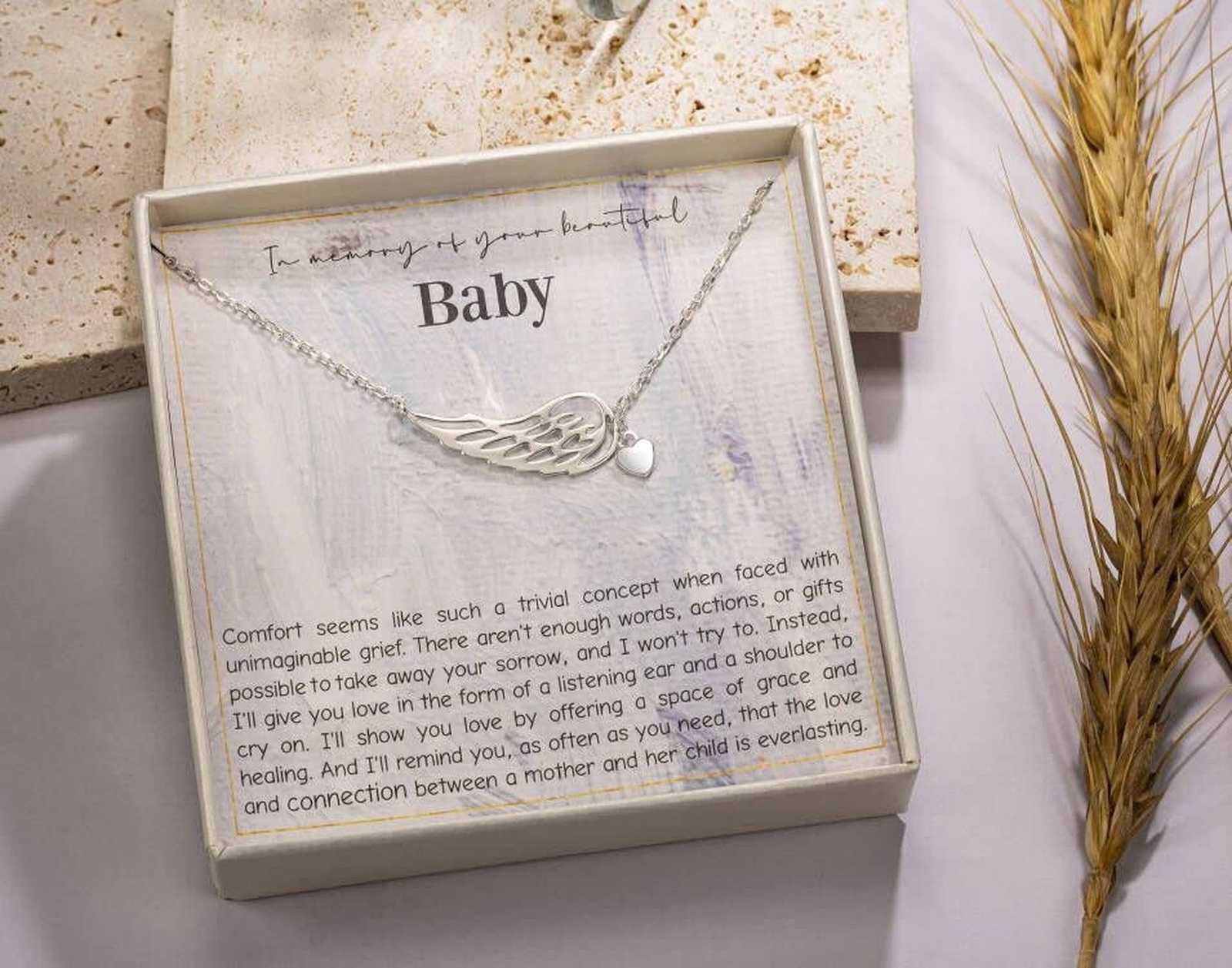 RareLove Miscarriage Gifts for Mothers,925 Sterling Silver Baby Angel Wing He…