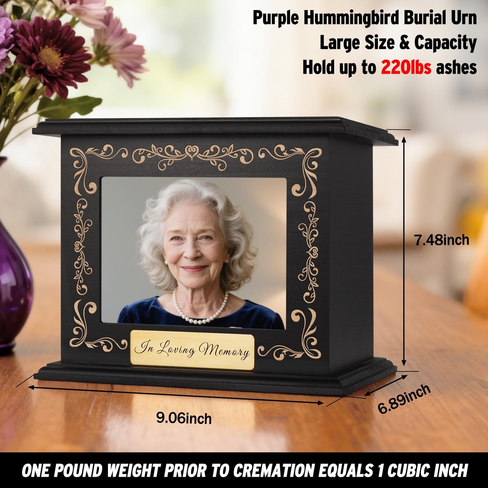 Cremation Urns for Human Ashes Adult Male Female, Hummingbird Memorial Urn wi…