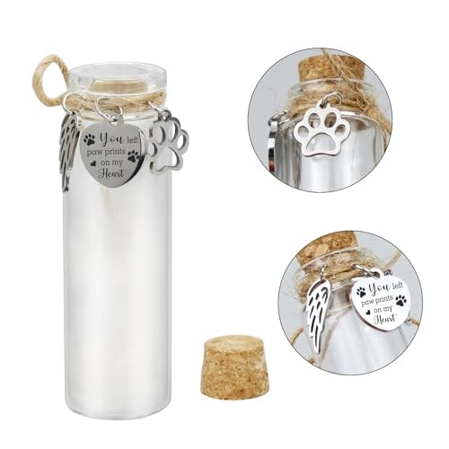 Pet Hair Memorial Glass Bottle – Vial for Ashes Or Dog – 1pcs Glass Bottle