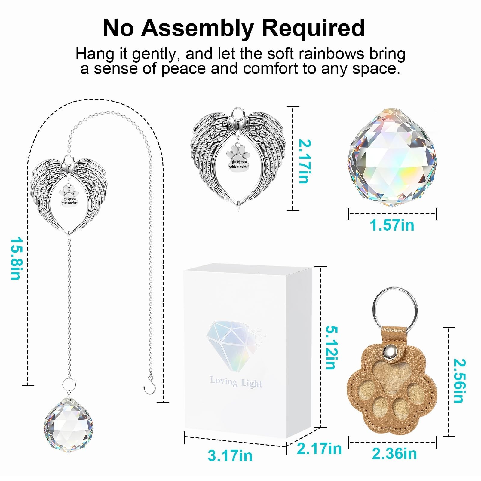 Pet Memorial Gifts for Loss of Dog or Cat, AVIMO Crystal Suncatcher with Rain…