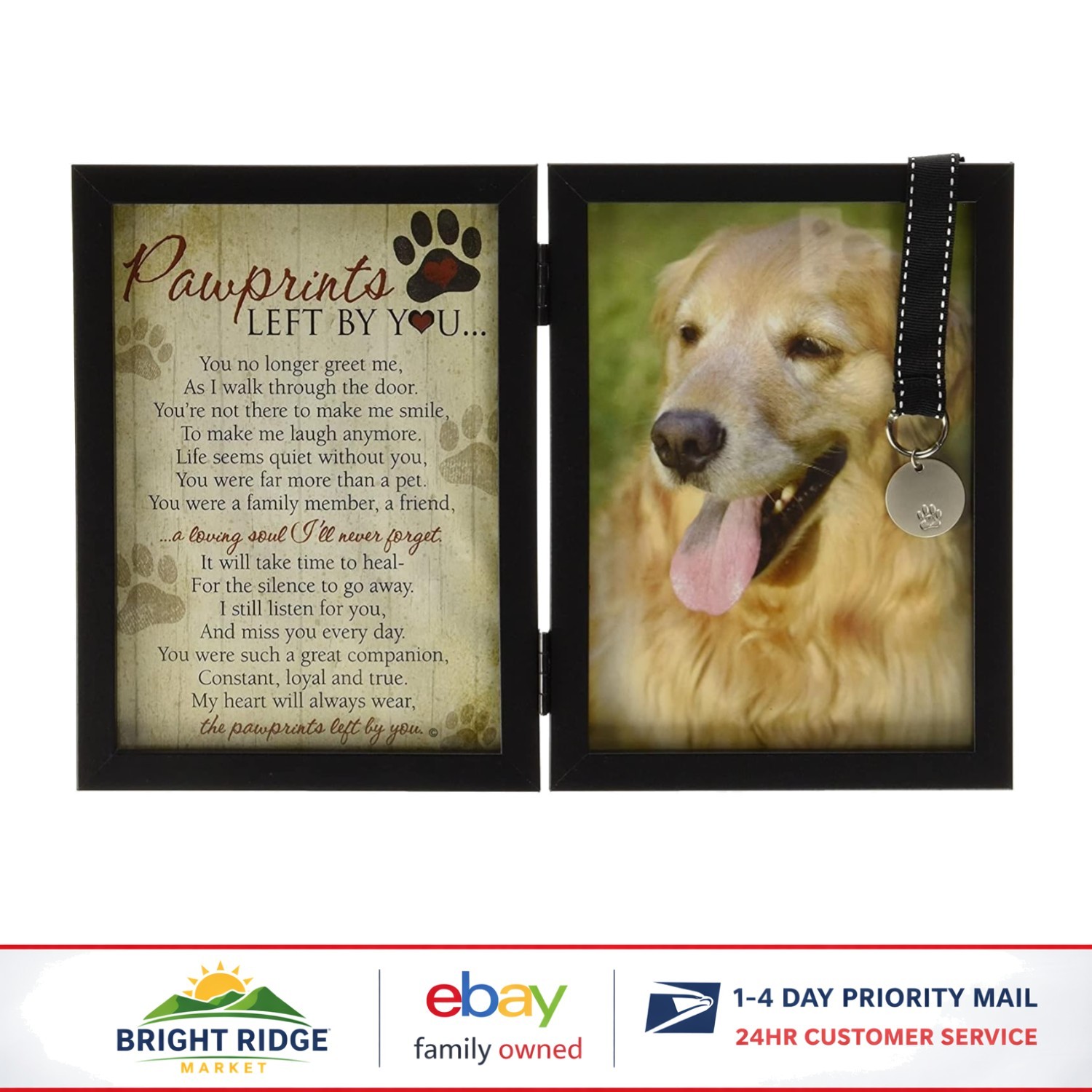 Beautiful Black Frame for Pet Memories with Poem and Personalization Option
