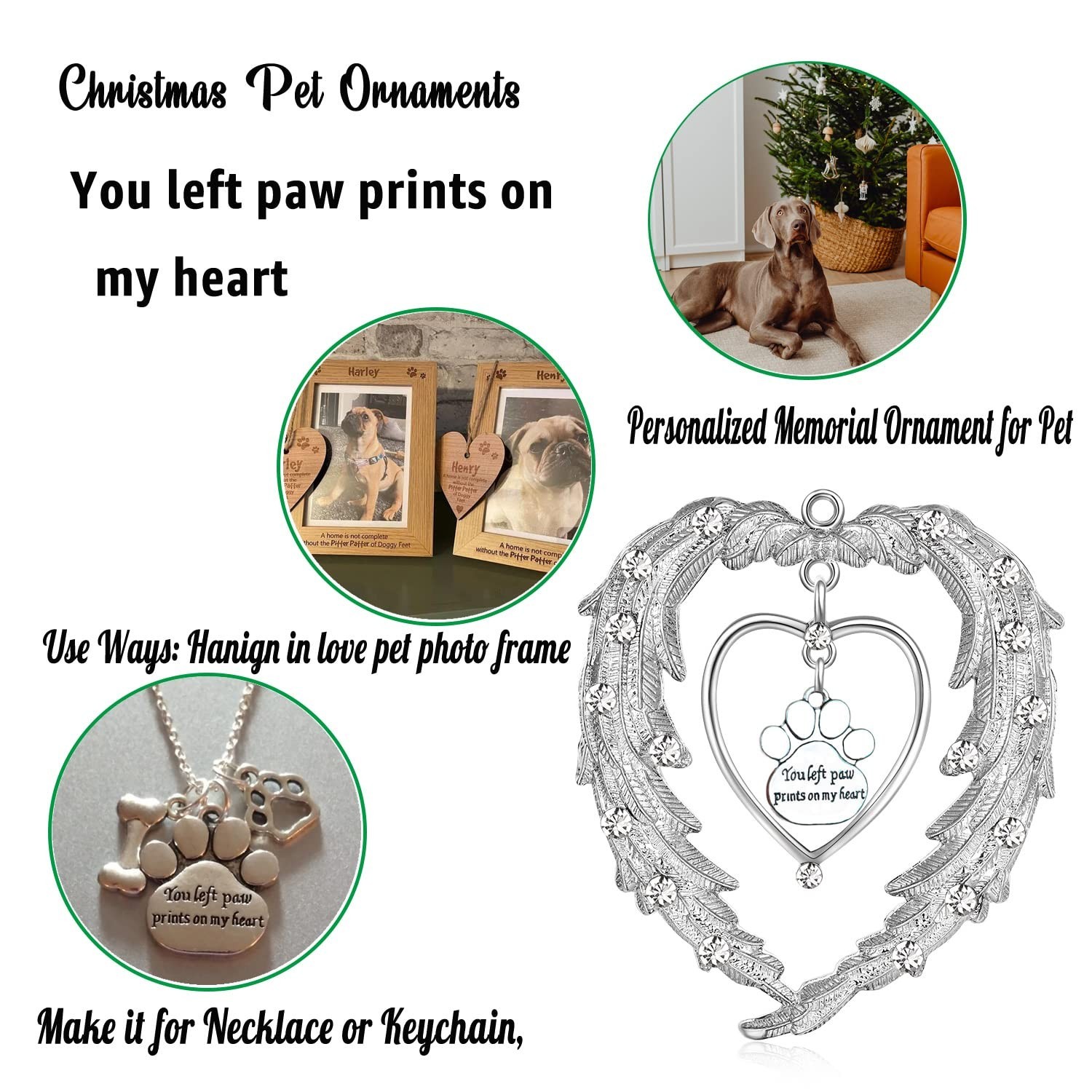 Pet Memorial Christmas Ornaments, Angel Wings Dog Remembrance Gift, Pet Memor…