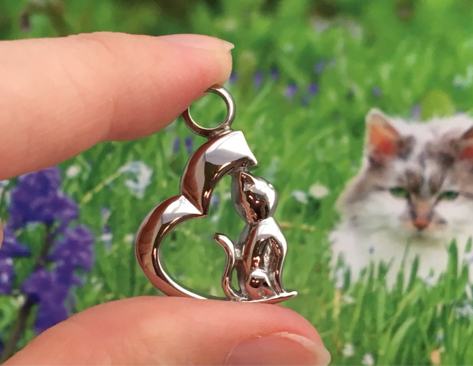 Cat Cremation Necklace Jewelry Pendant Urn for Ashes Kitty In My Heart Memorial