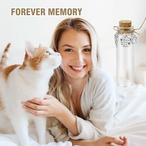 Pet Hair Memorial Glass Bottle – Vial for Ashes Or Dog – 1pcs Glass Bottle