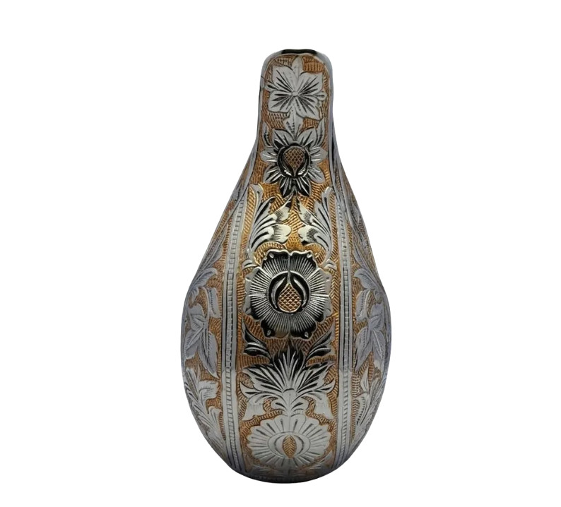 Elegant Teardrop Cremation Urn Hand-Engraved Aluminum with Teal Heart Accent