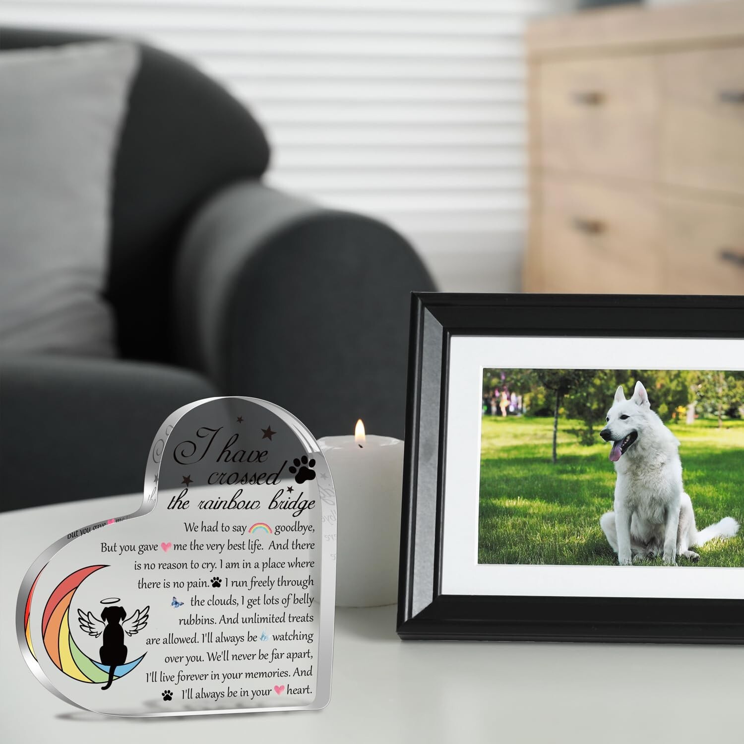 Pet Memorial Rainbow Bridge Acrylic Gifts for Women, Condolences Decor for Pe…