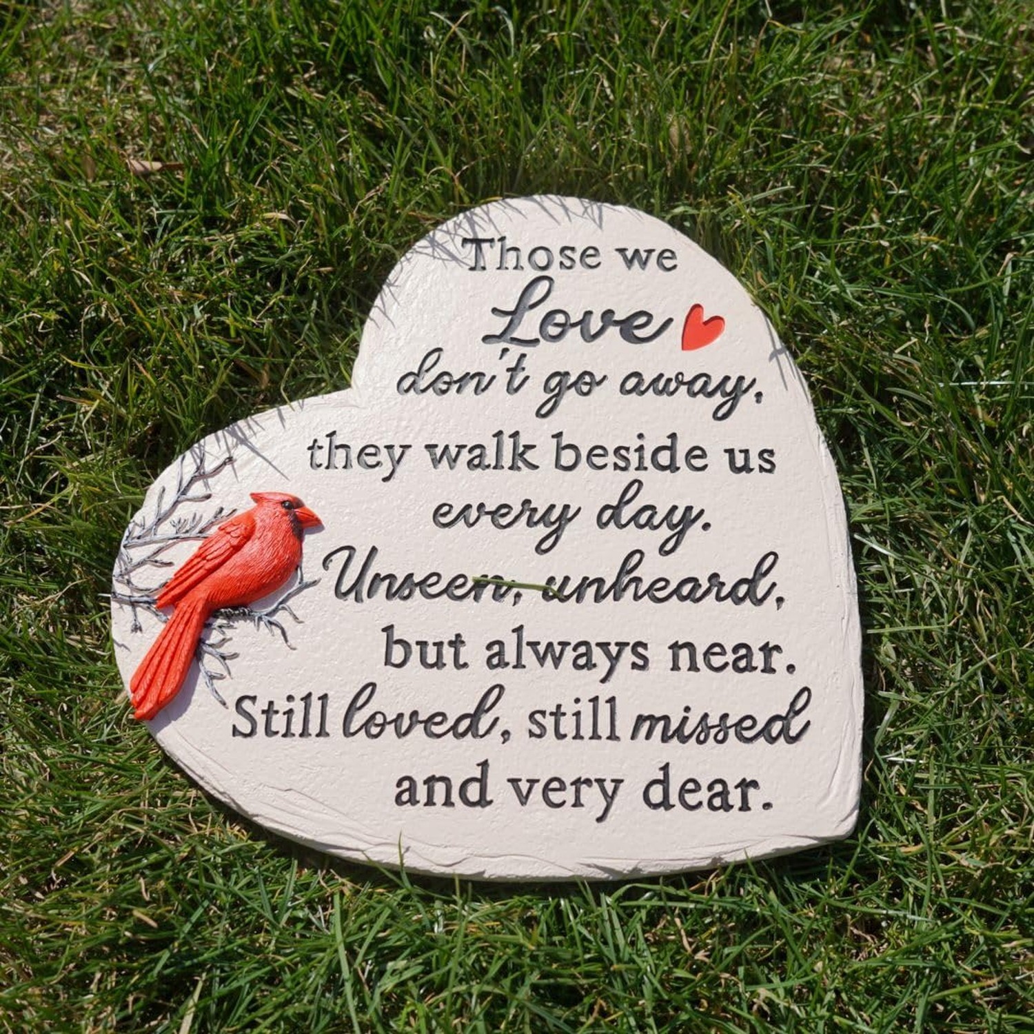 Heart Shaped Memorial Garden Stones, 10 inches Sympathy Garden Stone for Love…