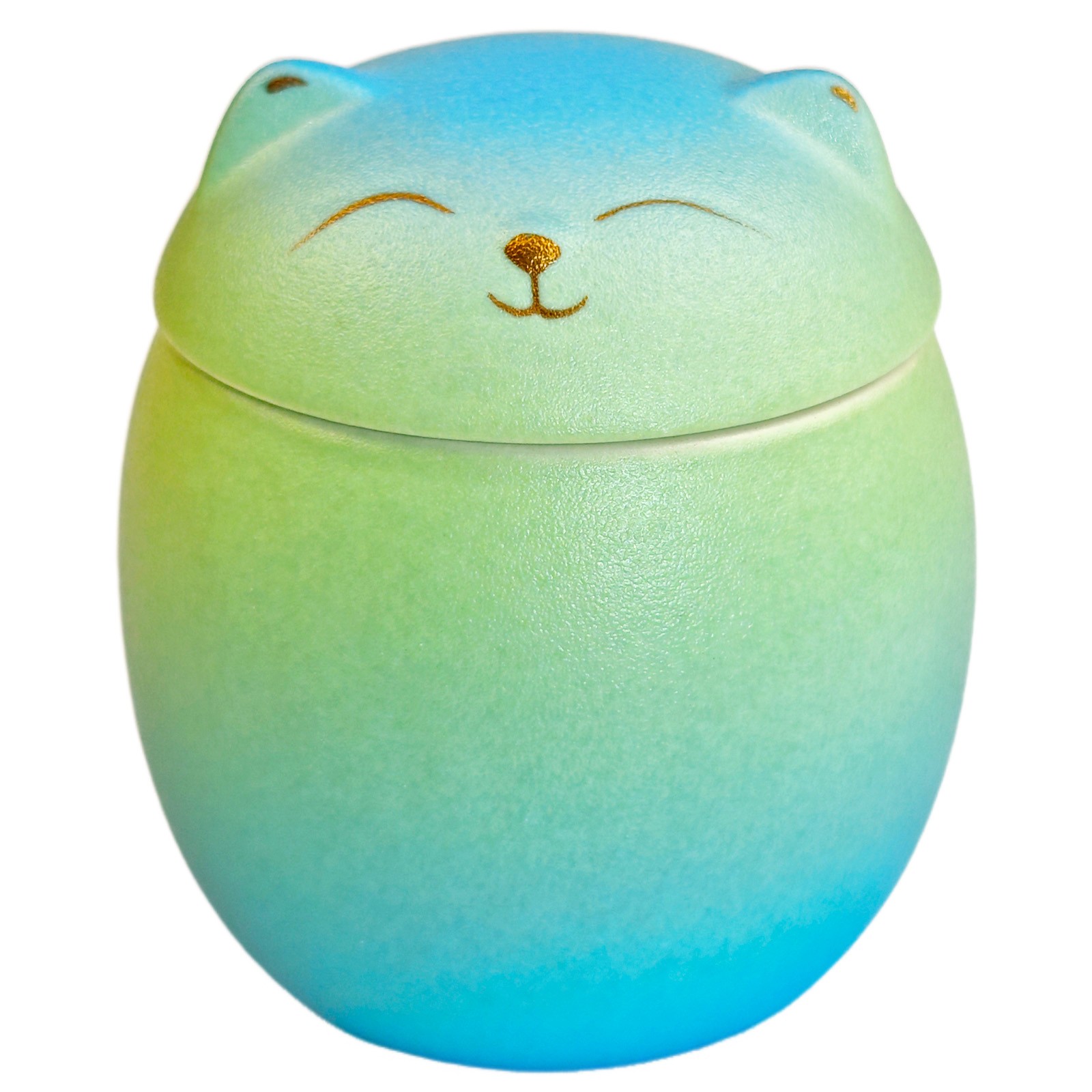 Smiley Cat Shaped Pet Urn Blue-Green Gradient For Small Dog And Cat Ashes(M)