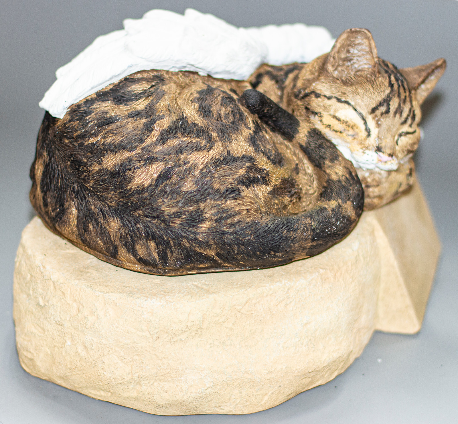 Unique Grave Stone Bengal Cat Angel Memorial Urn Pet Ashes Personalized Statue