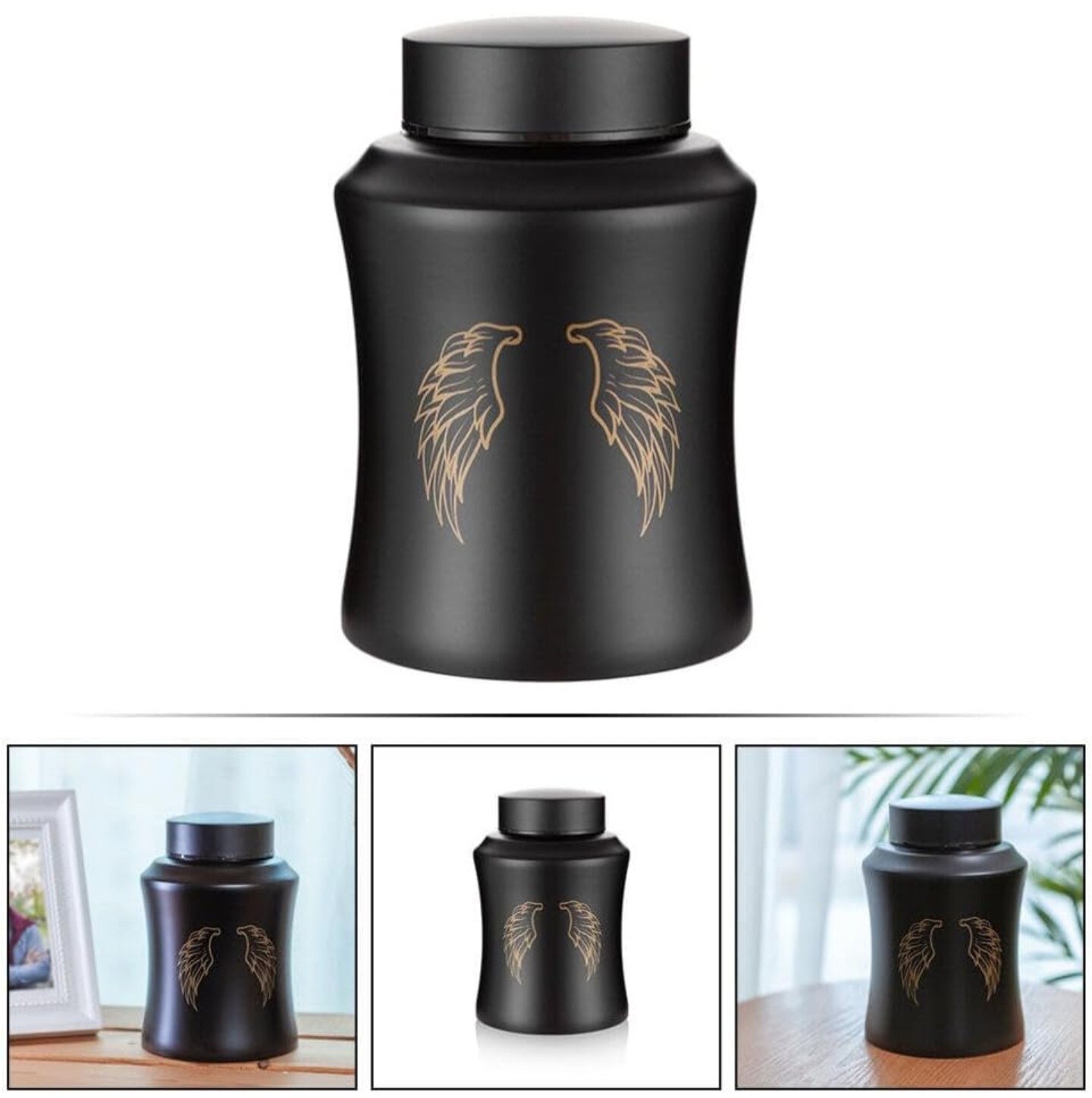 NEWDREAM Pet Urn Metal Matte Black