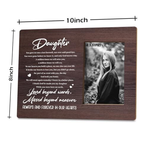 Wood Picture Frame for Tabletop Display, Grieving Gift for Loss of Daughter