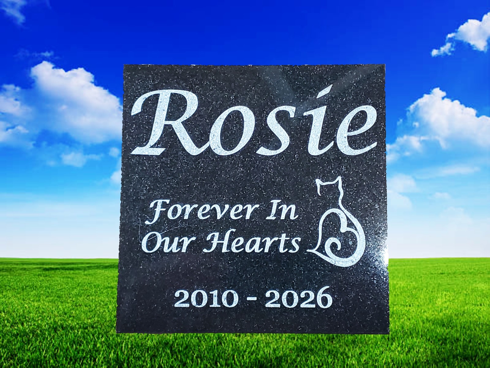 Cat Loss Granite Stone Plaque: Personalized Pet Memorial Garden Grave Marker d10