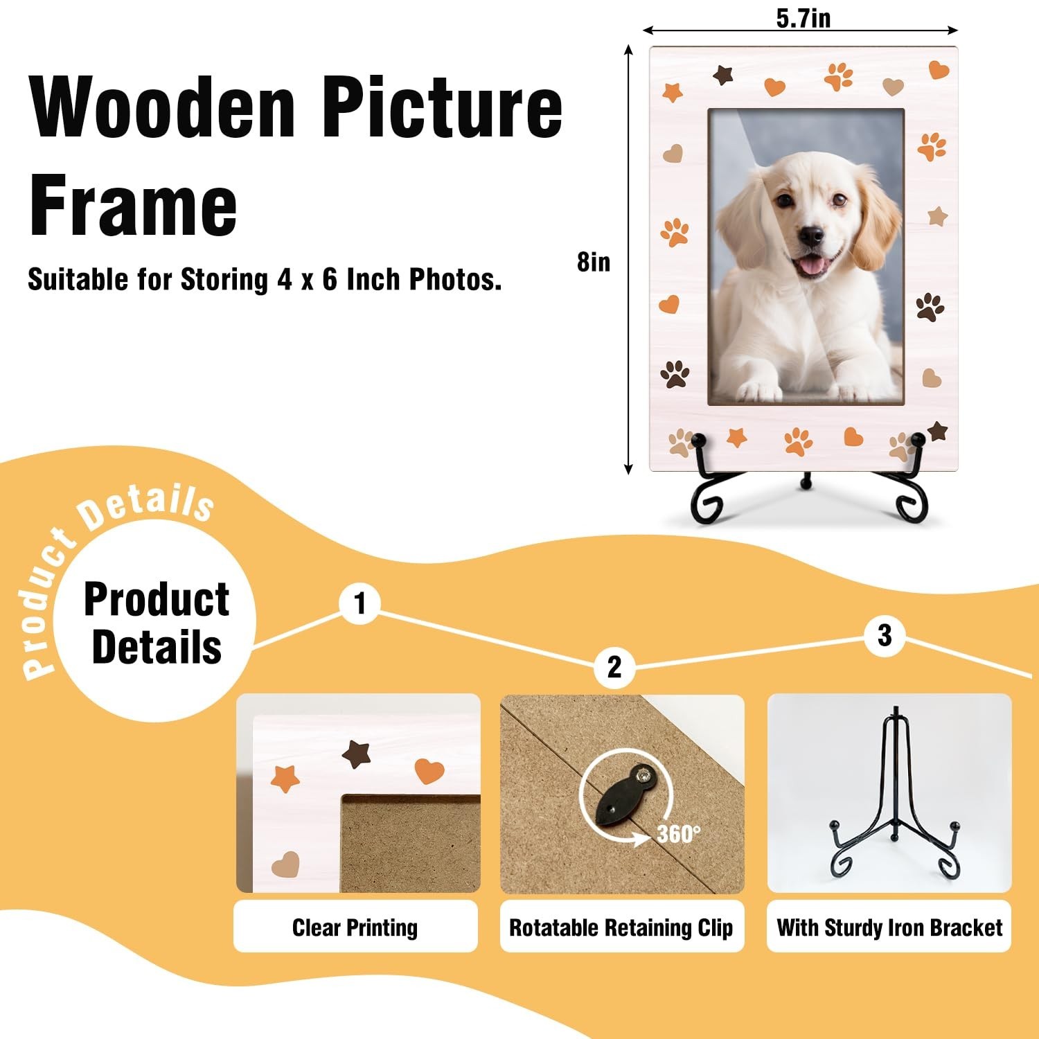 Pet Picture Frame Paw Print Photo Frame, Birthday Gifts Dog Lover Gifts for P…