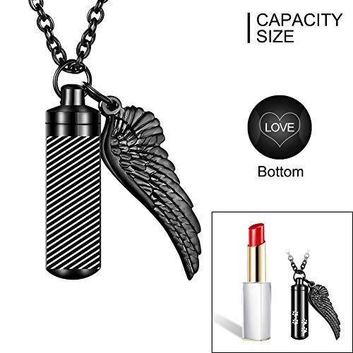 Pet Ashes Cremation Necklace Angel Wing Paw Urn Memorial