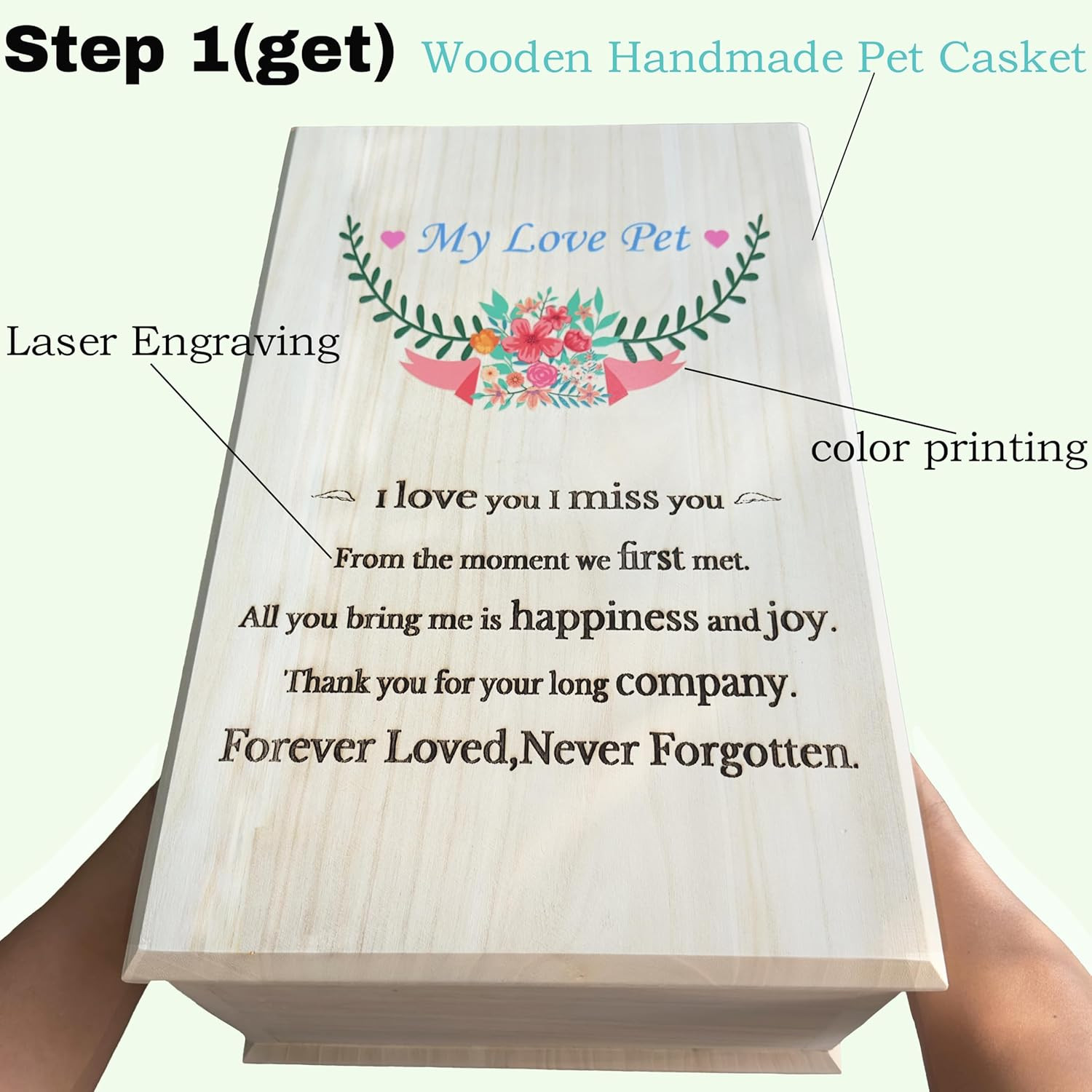 Wooden Pet Casket|Dog Cat Casket,Coffin|Pet Caskets for Dogs,Cats,|Pet Burial B