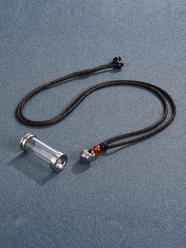 Cremation Urn Necklace for Ashes Stainless Steel Lucky Clouds Glass Cylinder