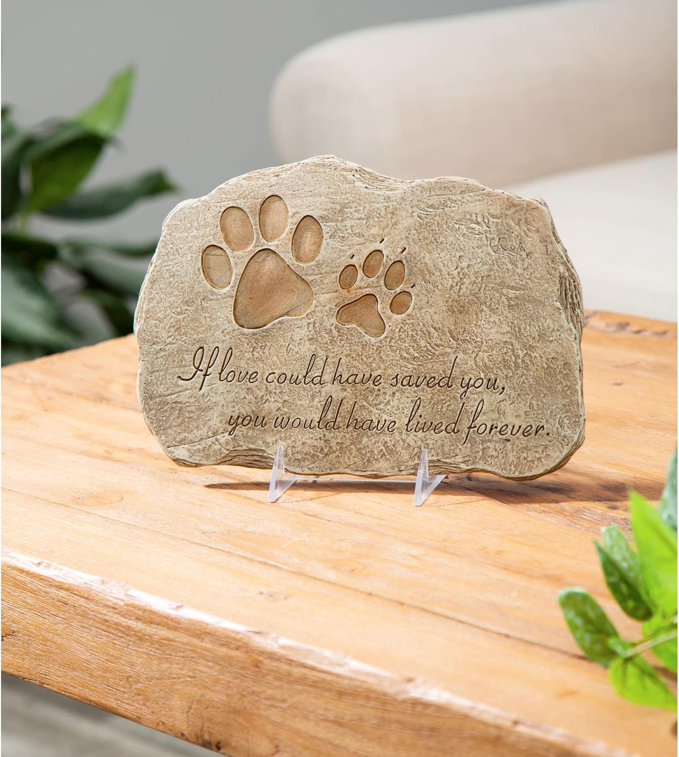 Pet Paw Print If Love Could Have Saved You Garden Memorial Stone | Outdoor Safe