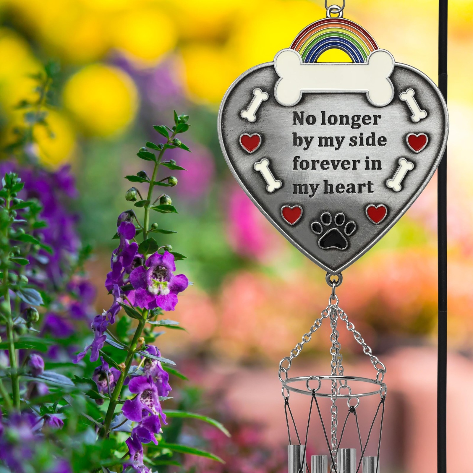 Pet Loss Memorial Wind Chime, No Longer By My Side Forever in My Heart Sympat…