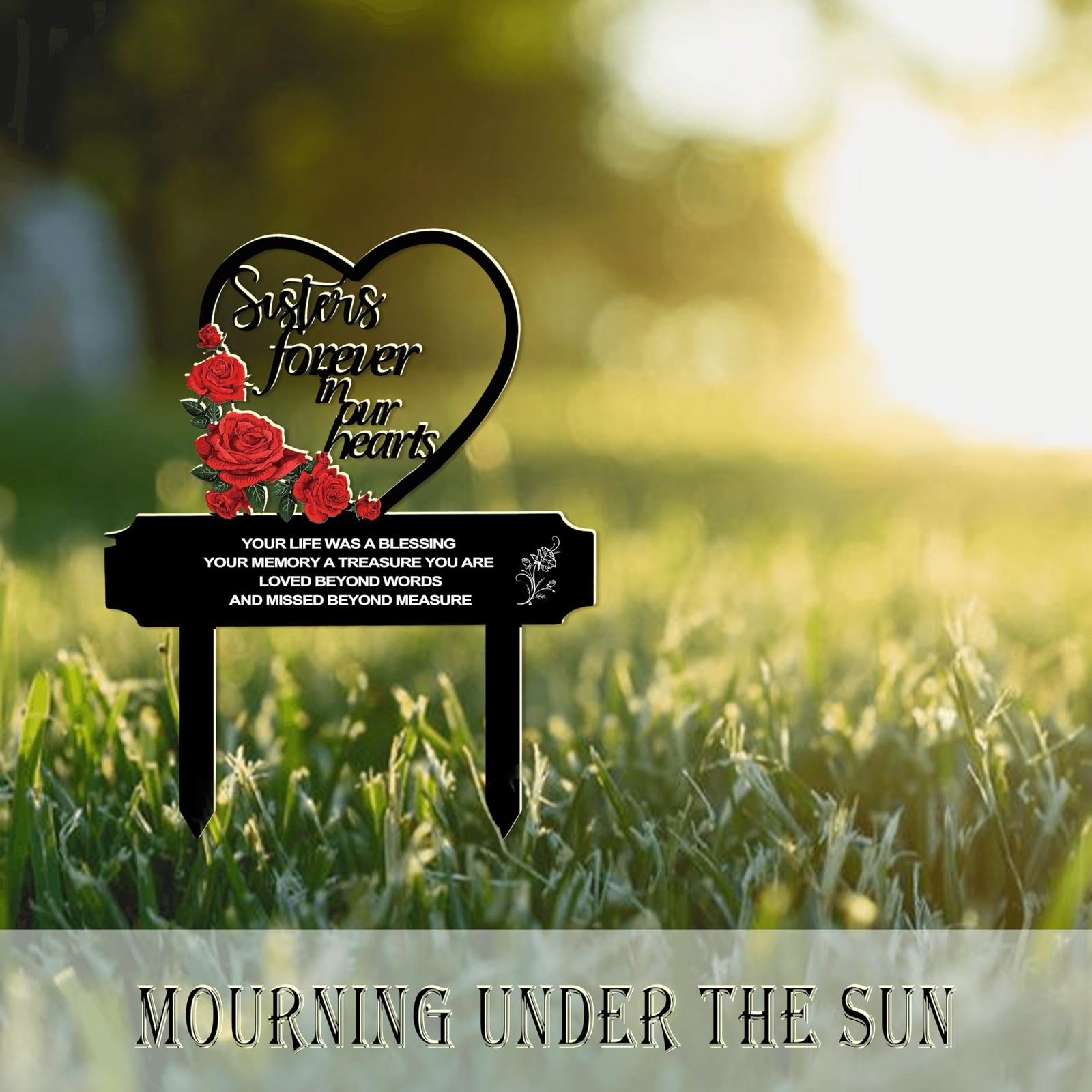 Memorial Stakes Cemetery Decorations for Sister’s Grave – Waterproof Metal Pl…