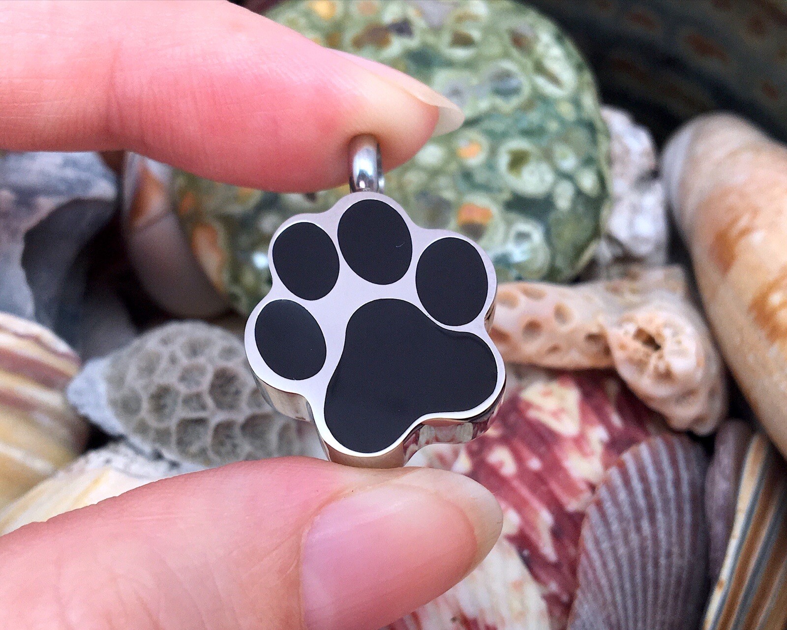 Pet Cremation Jewelry Necklace Pendant Urn Holds Ash Paw Print Dog Cat Memorial