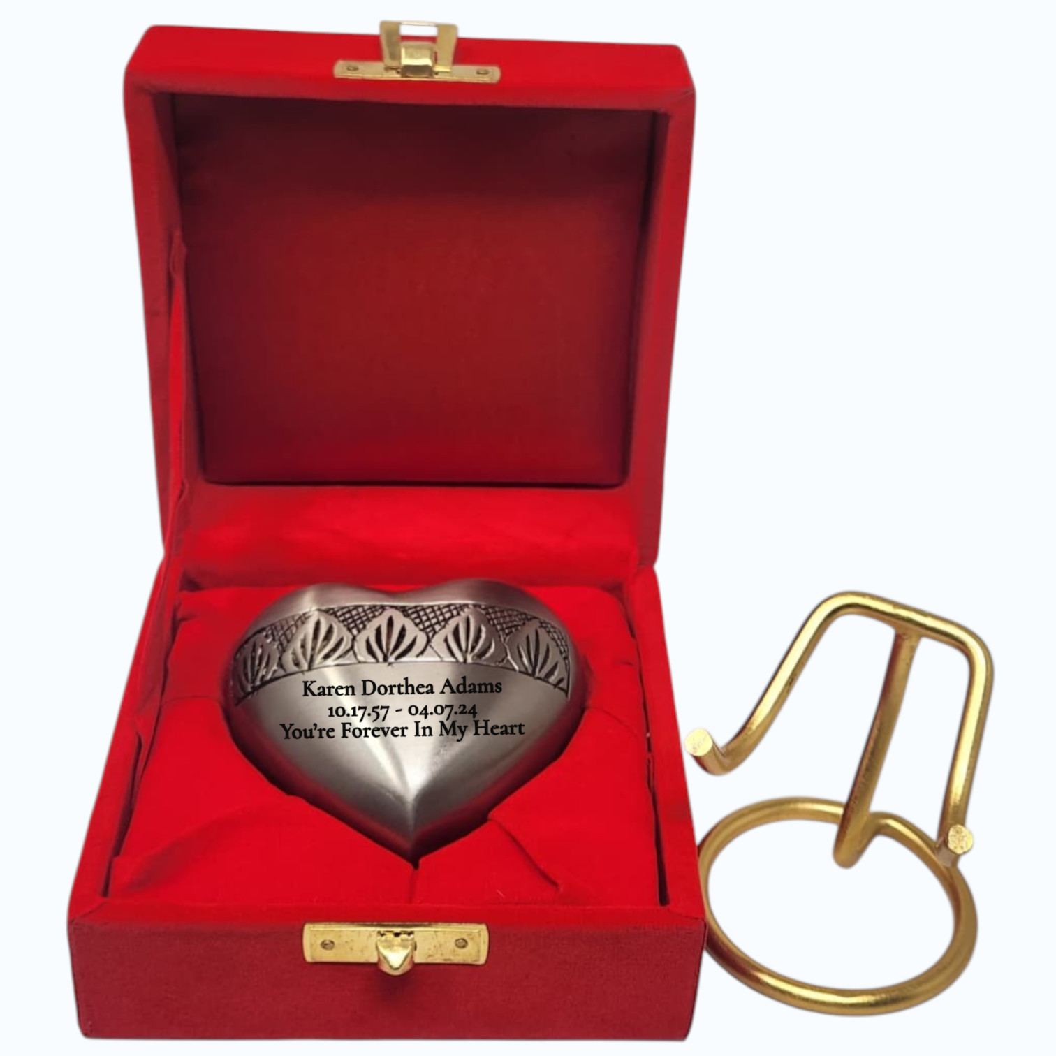 Personalized Mini Heart Keepsake Cremation Urn for Ashes with Stand & Box