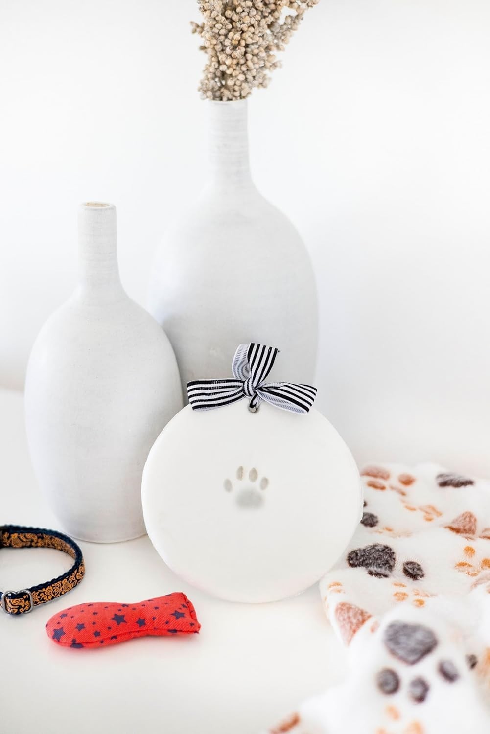 DIY Pet Paw Print Ornament Kit with Ribbons – Heartfelt Memorial Gift