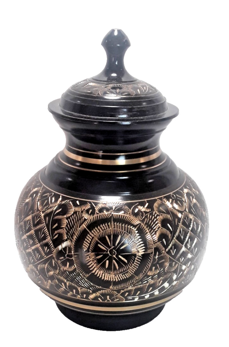 Solid Brass Lacquered Hand Etched Pet Memorial Urn Remembrance Screw On Lid