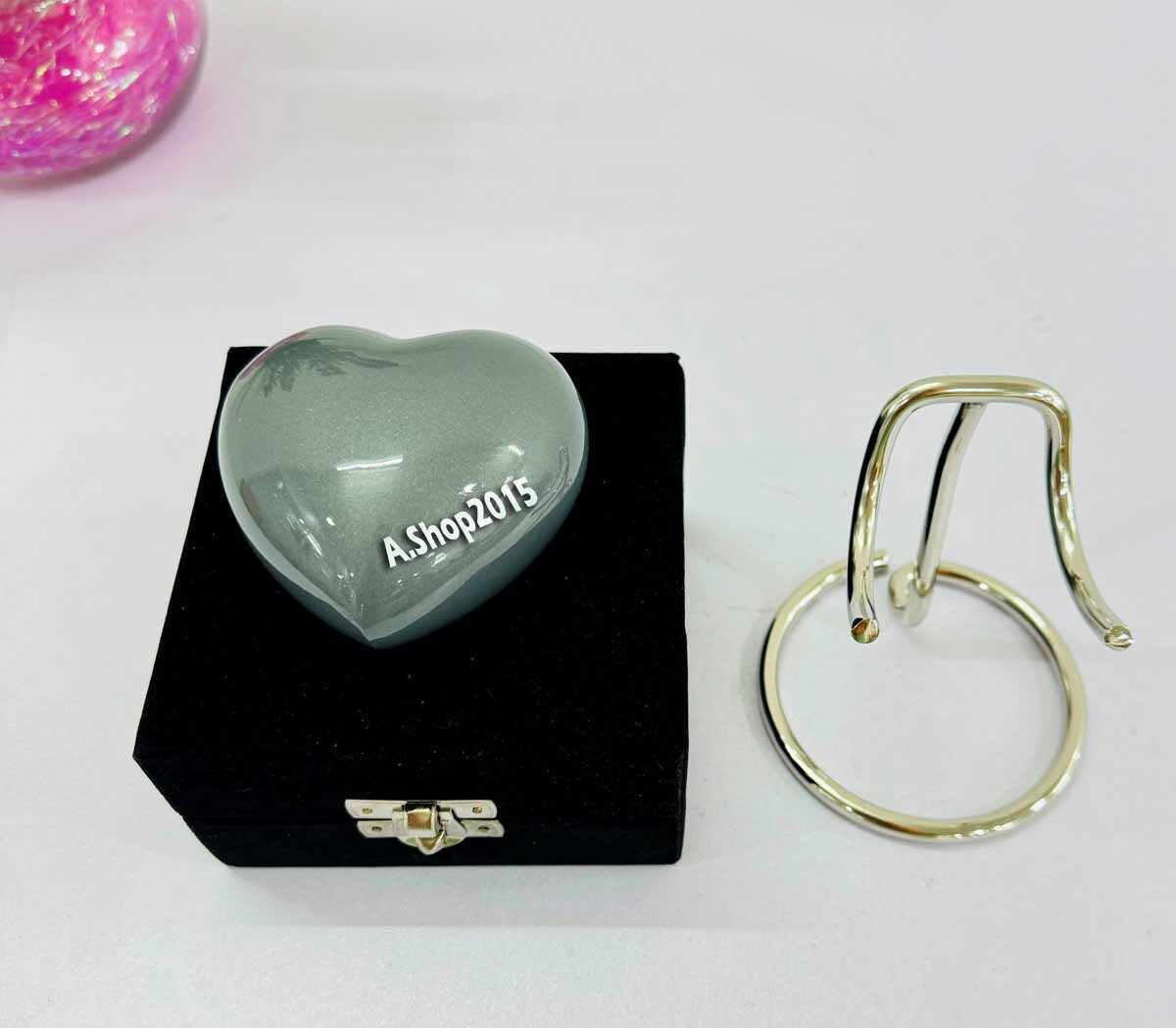 Grey Heart Premium Cremation Urn for Ashes Keepsake with Brass Stand Best Gift