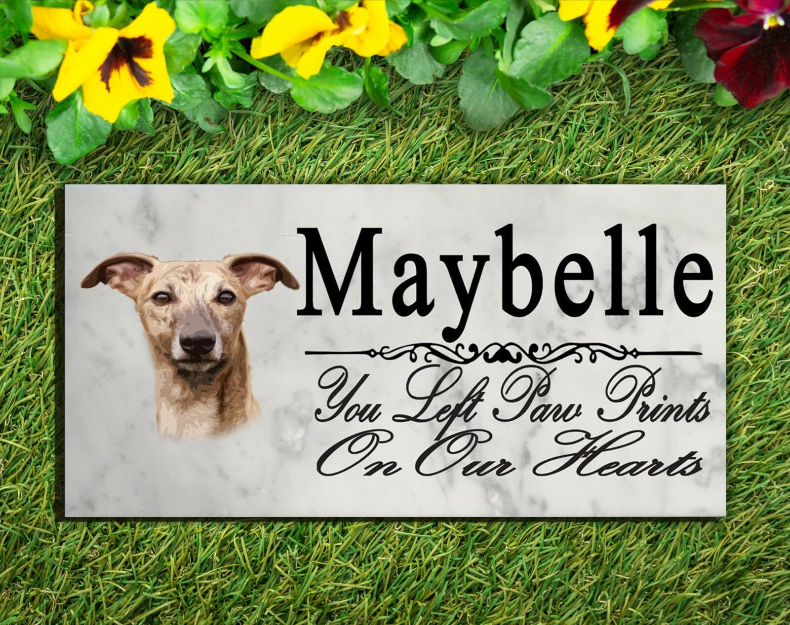 Customized Whippet Memorial Stone Dog Garden Rock Grave Marker Outdoor or Indoor