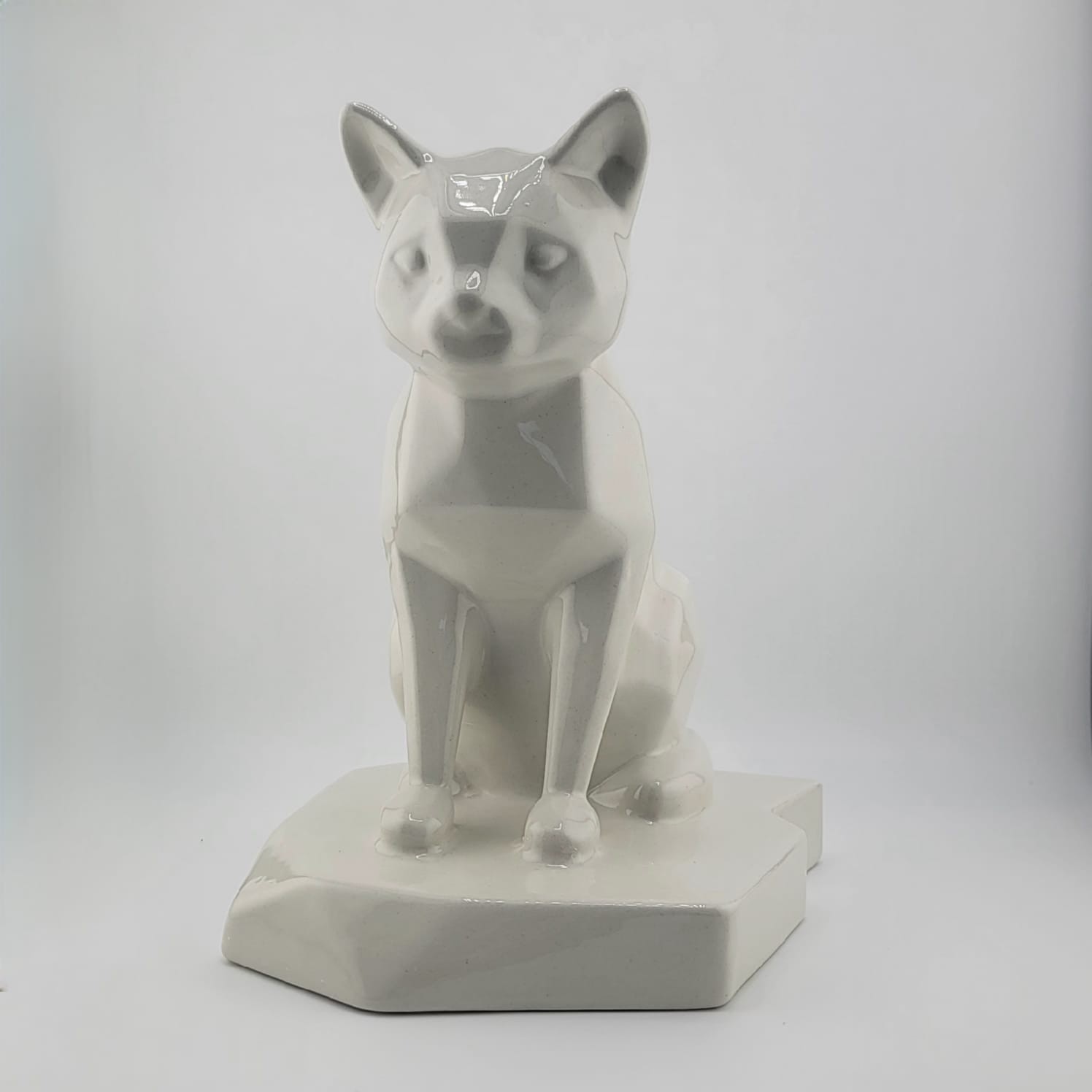Pet Ashes Urn Geometric Cat Memorial – Glossy Ceramic – Black / White