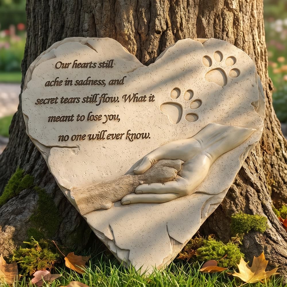 Carchistan Heart Shaped Pet Dog Memorial Stones Grave one size, White