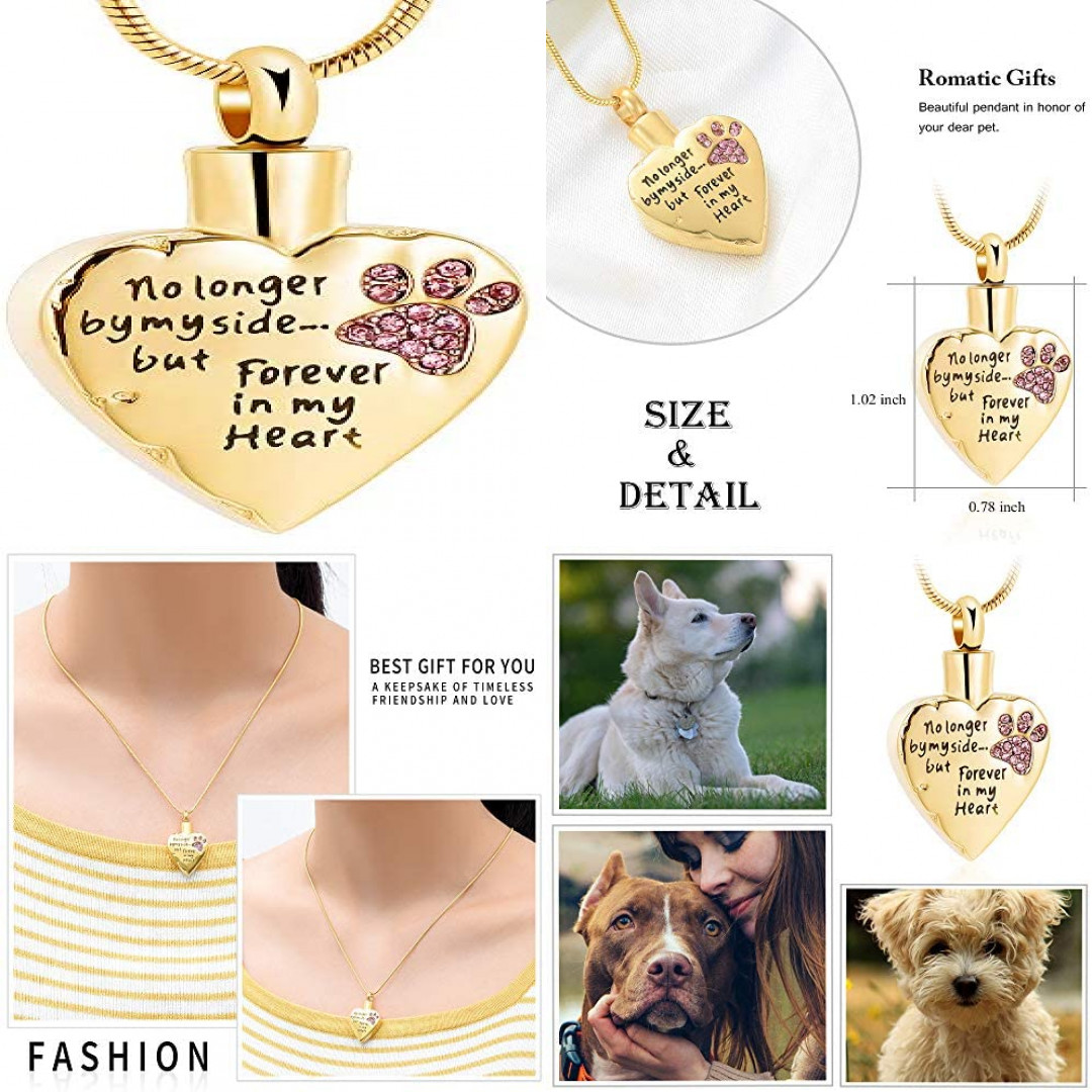 Memorial Cremation Jewelry No Longer by My Side, Forever in My Heart Locket Pets