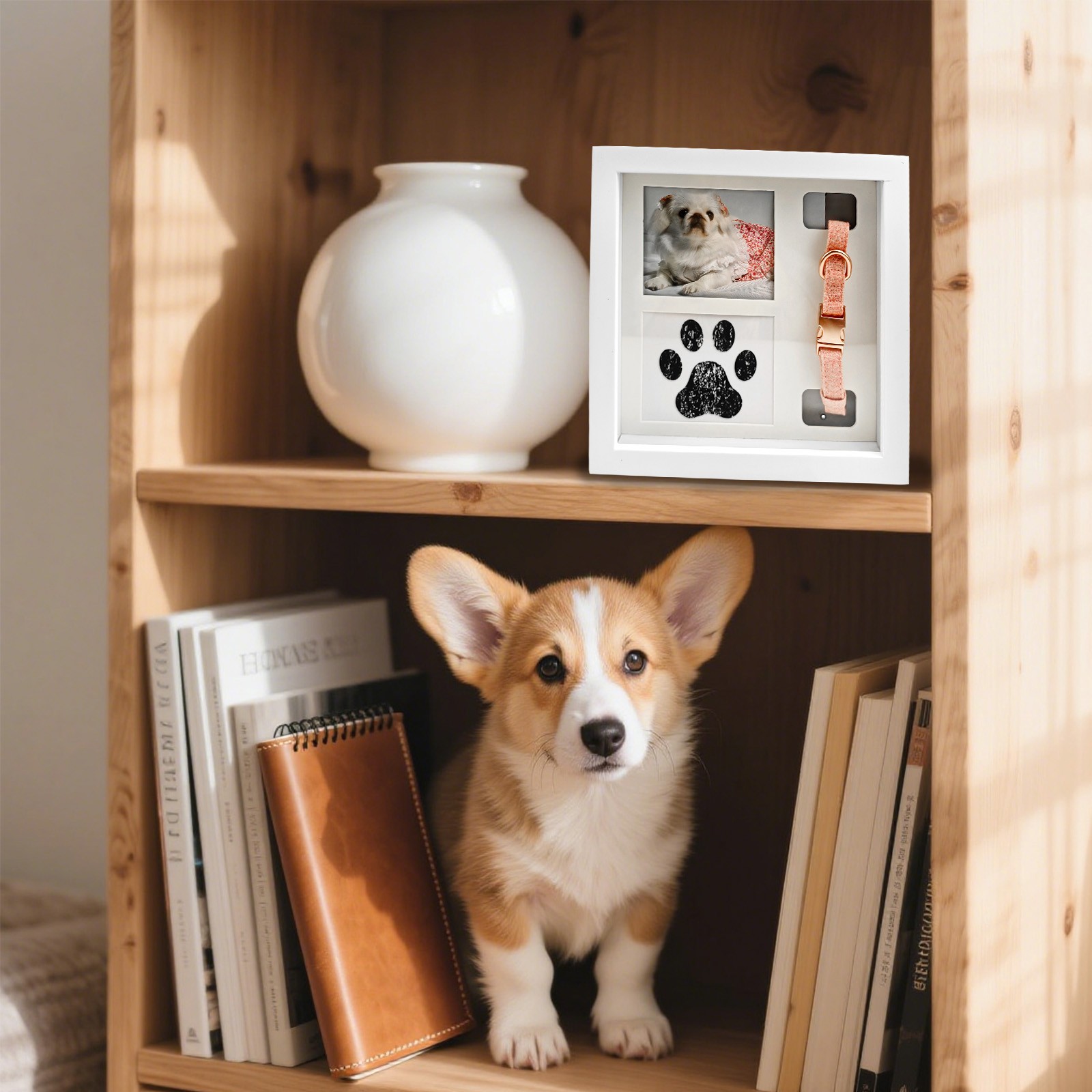 Pet Memorial Picture Frame, Pet Paw Print Impression Kit For Dogs & Cats(White)