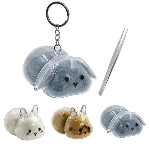 Rabbit Fur Keepsake Keychain Pet Memorial Bunny Lover Gift