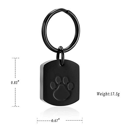 Pet Cremation Jewelry Dog Cat Paw Urn Keychain for Ashes for Women Men Black